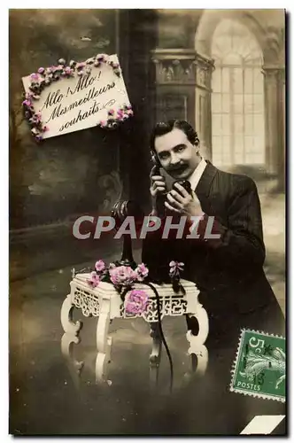 Cartes postales Fantaisie Homme Mes meilleurs souhaits Allo Allo (telephone)