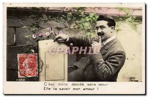 Cartes postales Fantaisie Homme C&#39est donc decide sans retour Elle va savoir mon amour