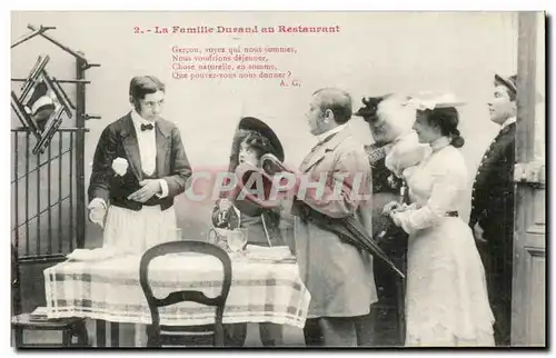 Ansichtskarte AK Fantaisie humour La famille Durand au restaurant