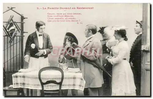 Cartes postales Fantaisie humour La famille Durand au restaurant