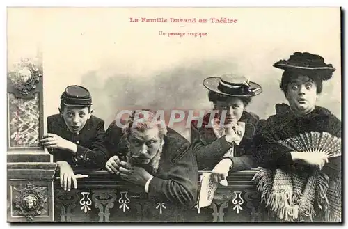 Cartes postales Fantaisie humour La famille Durand au theatre un passage tragique