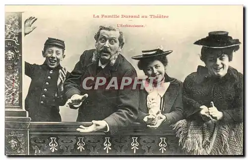 Cartes postales Fantaisie humour La famille Durand au theatre L&#39enthousiasme