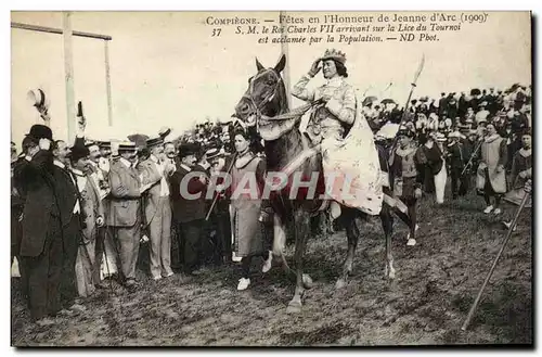 Compiegne Ansichtskarte AK Fetes de Jeanne d&#39arc (1909) SM le roi Charles VII arrivant sur la lice du tournoi