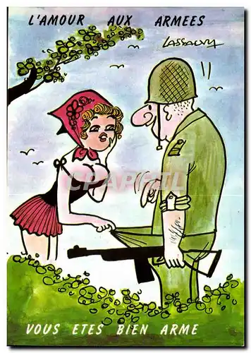 Moderne Karte Humour L&#39amour aux armes Vous etes bien arme (militaria) Lassauvy erotique