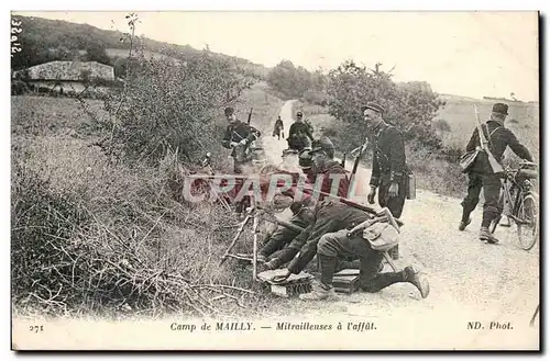 Militaria CAmp de Mailly Cartes postales Mitrailleuses a l&#39affut (cycliste velo)