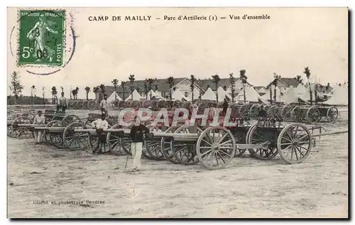 Militaria CAmp de Mailly Cartes postales Parc d&#39artillerie Vue d&#39ensemble (canons)