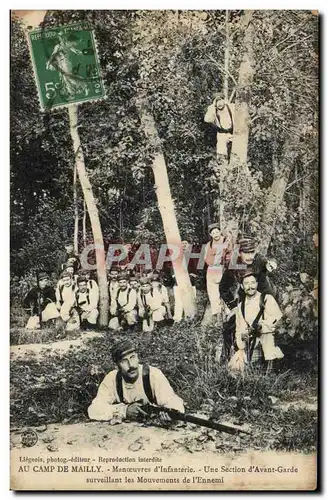 Militaria CAmp de Mailly Cartes postales Manoeuvres d&#39infanterie Une section d&#39avant garde surveillant les