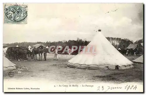 Militaria CAmp de Mailly Ansichtskarte AK le pansage (chevaux)