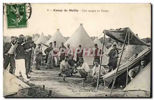 Militaria CAmp de Mailly Cartes postales Une rangee de tentes