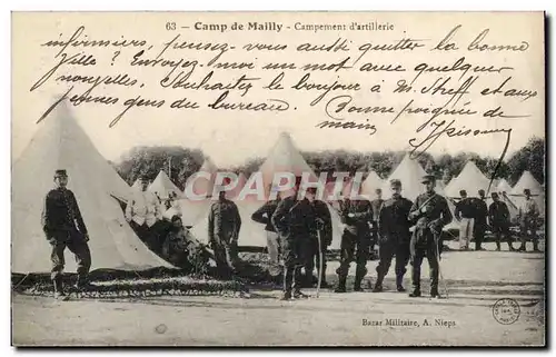 Militaria CAmp de Mailly Ansichtskarte AK CAmpement d&#39artillerie