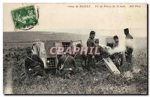 Militaria CAmp de Mailly Cartes postales tir de pieces de 75 mm