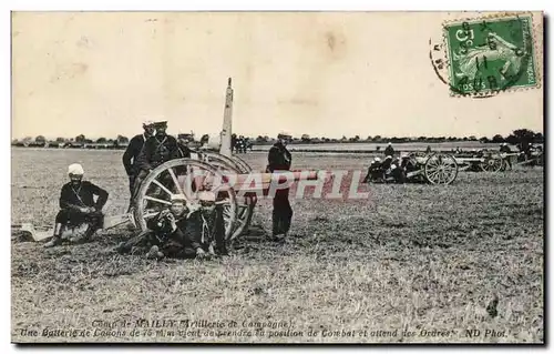 Militaria CAmp de Mailly Cartes postales Artillerie de campagne Canons de 75 mm