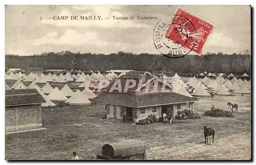 Cartes postales Militaria CAmp de Mailly Tentes et cuisines