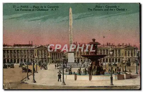 Ansichtskarte AK Paris Place de la Concorde Fontaines et obelisque