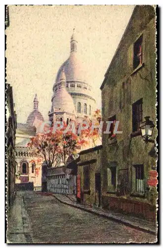 Cartes postales Paris Montmartre La basilique vue de le rue du Chevalier de la Barre