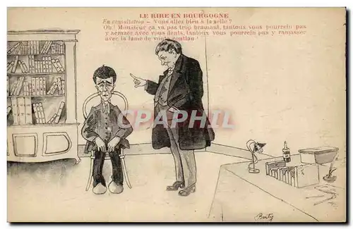 Cartes postales Humour le rire en Bourgogne En consulation (docteur sante doctor)