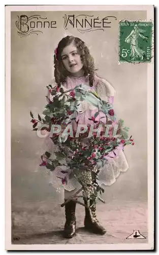 Cartes postales FAntaisie Enfant Fille Bonne annee