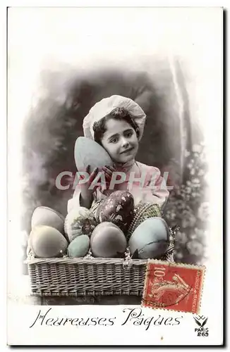 Cartes postales Fantaisie Fantasy Heureuses Paques Easter Enfant Oeufs