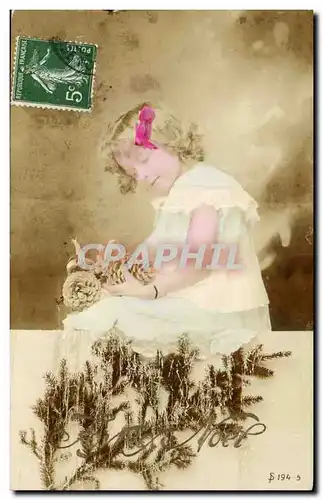Cartes postales Fantaisie Fantasy Enfant Pommes de pin Joyeux Noel