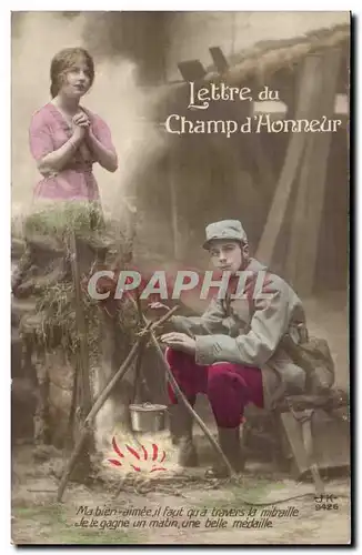 Cartes postales Fantaisie Militaria Patriotique Soldat Lettre du champ d&#39honneur