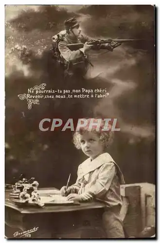 Cartes postales Fantaisie Militaria Patriotique Soldat Enfant Child