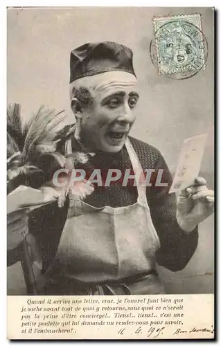 Cartes postales Homme au plumeau Humour