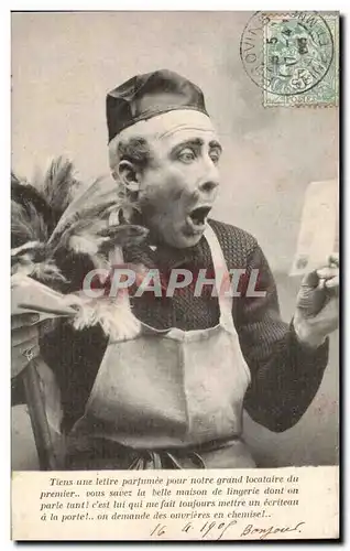 Cartes postales Homme au plumeau Humour