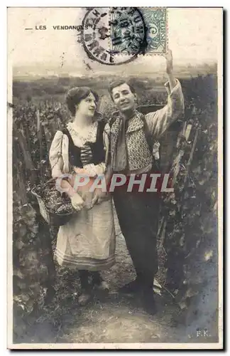 Vendanges - couple - Cartes postales