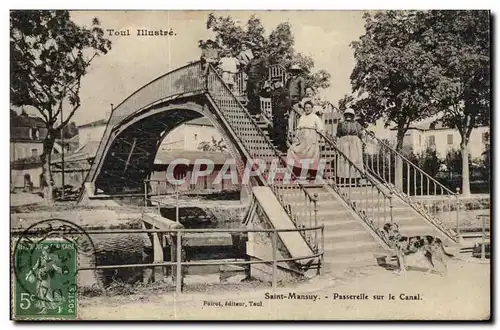 Toul Illustre - Saint Mansuy - Passerelle sur le Canal - chien - dog - Cartes postales