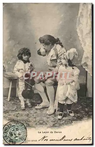 Cartes postales Fantaisie La lecon de danse (enfants violon)