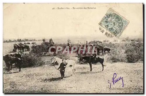 Ecole a Feu - En Arriere des Batteries - cheval - Cartes postales