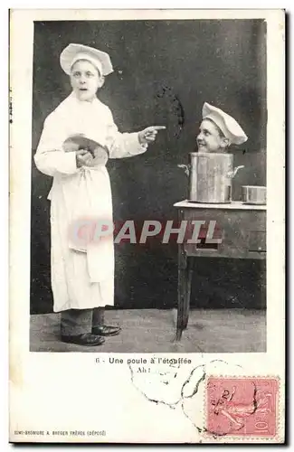 Fantaisie - Enfant - Garcon - Une Poulet a l&#39etouffee - Ahhhh! - serie de 6 cartes - Cartes postales