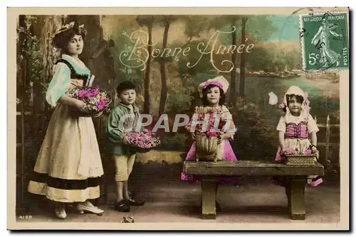 Cartes postales Fantaisie Fantasy Bonne annee Enfants