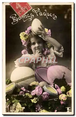 Cartes postales Fantaisie Fantasy Enfant Bonnes Paques Oeufs