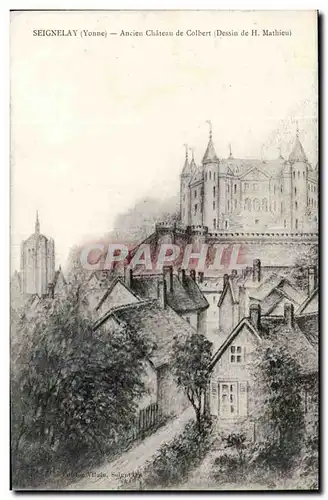 Seignelay Ansichtskarte AK Ancien chateau de Colbert (dessin de H Mathieu)