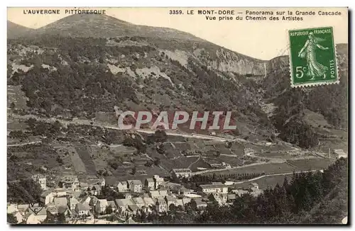 Le mont Dore Ansichtskarte AK Panorama sur la grande cascade Vue prise du chemin des artistes