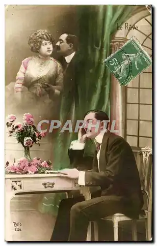 Fantaisie - Couple - Le Reve - Romantic Card With Mustached Man - Cartes postales
