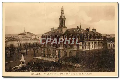 Roanne Cartes postales Hotel de ville Theatre et monument du centenaire