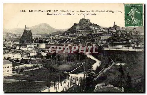 Le Puy Cartes postales Rocher St Michel d'aiguilhe Rocher Corneille et la cathedrale