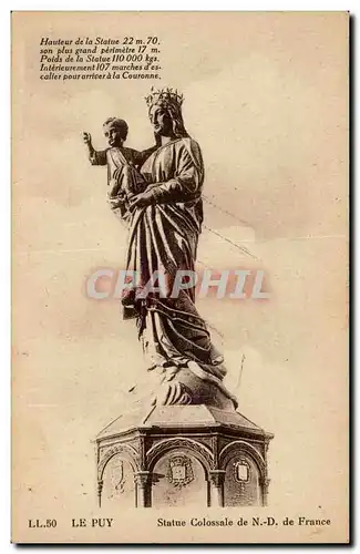 Le Puy Cartes postales Statue colossale de ND de France