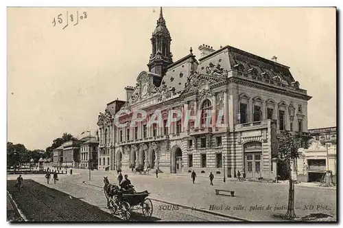 Tours Cartes postales Hotel de ville palais de justice