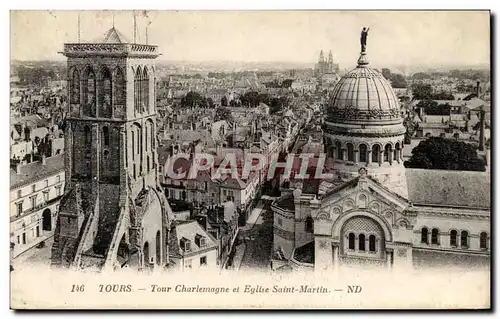 Tours Cartes postales Tour Charlemagne et Eglise Saint Martin