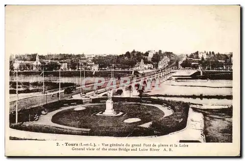 Tours Ansichtskarte AK Vue generale du grand pont de pierre et la Loire