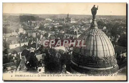 Tours Cartes postales Dome de la basilique St Martin et vue generale vers l&#39hotel de ville