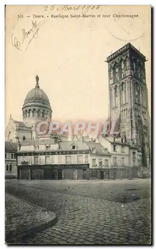 Cartes postales Tours Basilique Saint Martin et tour Charlemagne