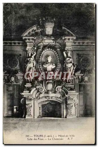 Cartes postales Tours Hotel de ville Salle des fetes La cheminee