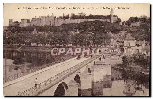 Chinon - Le Pont sur la Vienne et le Chateau - Vue Generale - Cartes postales