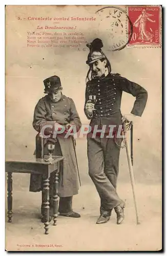 Cartes postales Fantaisie Cavalerie contre infanterie