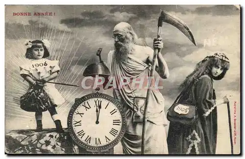 Cartes postales Fantaisie Bonne annee Faucille Vieillard 1906