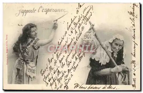 Cartes postales Fantaisie Femme J&#39apporte l&#39esperance 1902 1901